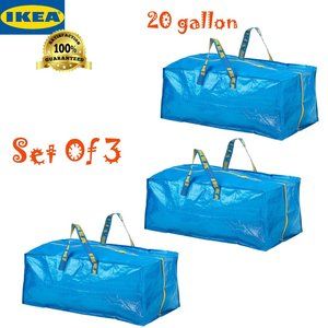 (3) Bags FRAKTA Storage Bag For Cart Shopping Travel Laundry Blue 20 Gallon Each